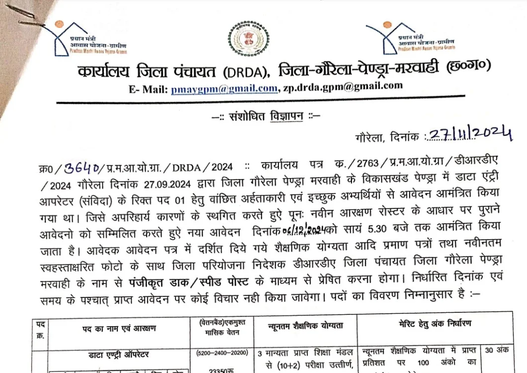 GPM Data Entry Operator Bharti
